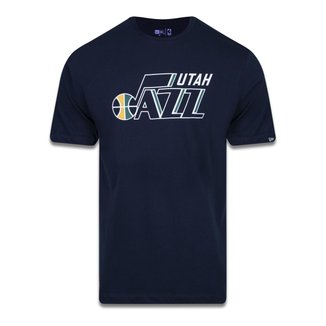 CAMISETA PLUS SIZE REGULAR MANGA CURTA UTAH JAZZ LOGO MESCLA CINZA NEW ERA