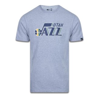 CAMISETA PLUS SIZE REGULAR MANGA CURTA UTAH JAZZ LOGO MESCLA CINZA NEW ERA