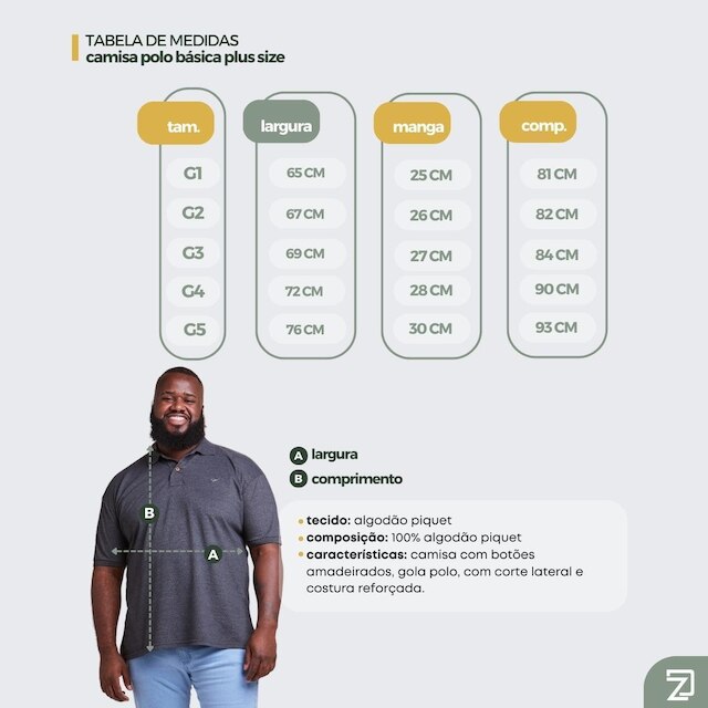 Camiseta Polo Masculina Plus Size