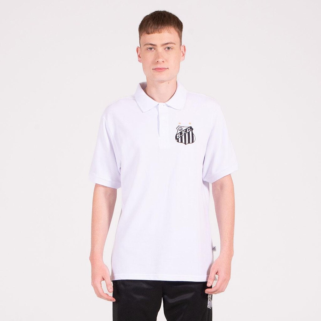 Camiseta Polo Santos Tradicional Branca