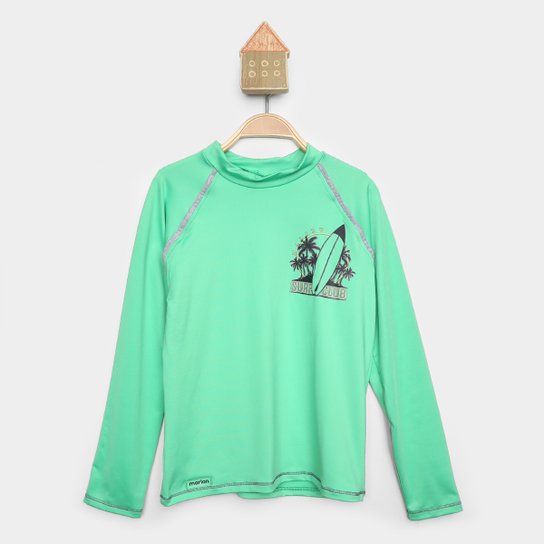 Camiseta Praia Infantil Marlan Manga Longa UV50+ Menino Verde