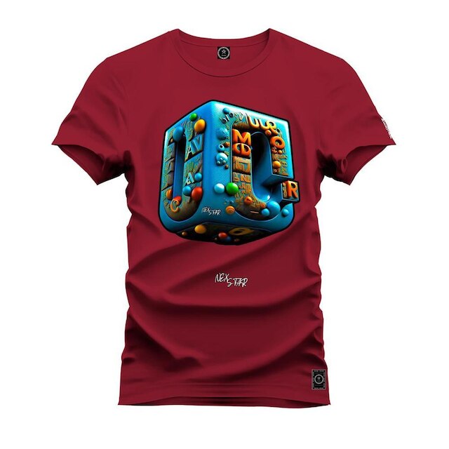 Camiseta Premium Camisa Soltinha Estampada Em Hd Cubo Mcd Rubik´s - Bordô é boa?
