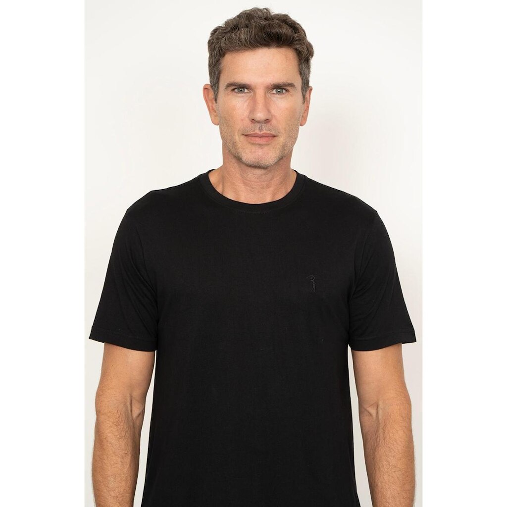 Camiseta Preta Lisa Aleatory com Logo Preto
