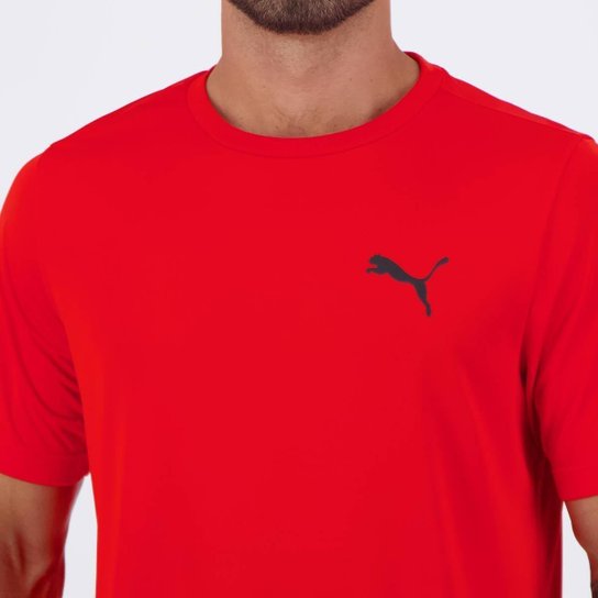 Camiseta Puma Active Small Logo Vermelha e Preta
