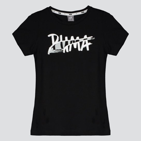 Camiseta Puma Alpha Logo Infantil Feminina Preta - Preto é ruim? Camiseta Puma Alpha Logo Infantil Feminina Preta - Preto é boa?