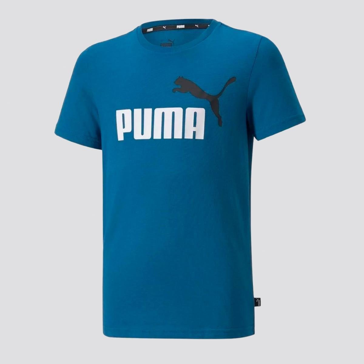 Camiseta Puma ESS+ 2 Col Logo Juvenil Azul Menor preço em Camiseta Puma ESS+ 2 Col Logo Juvenil Azul