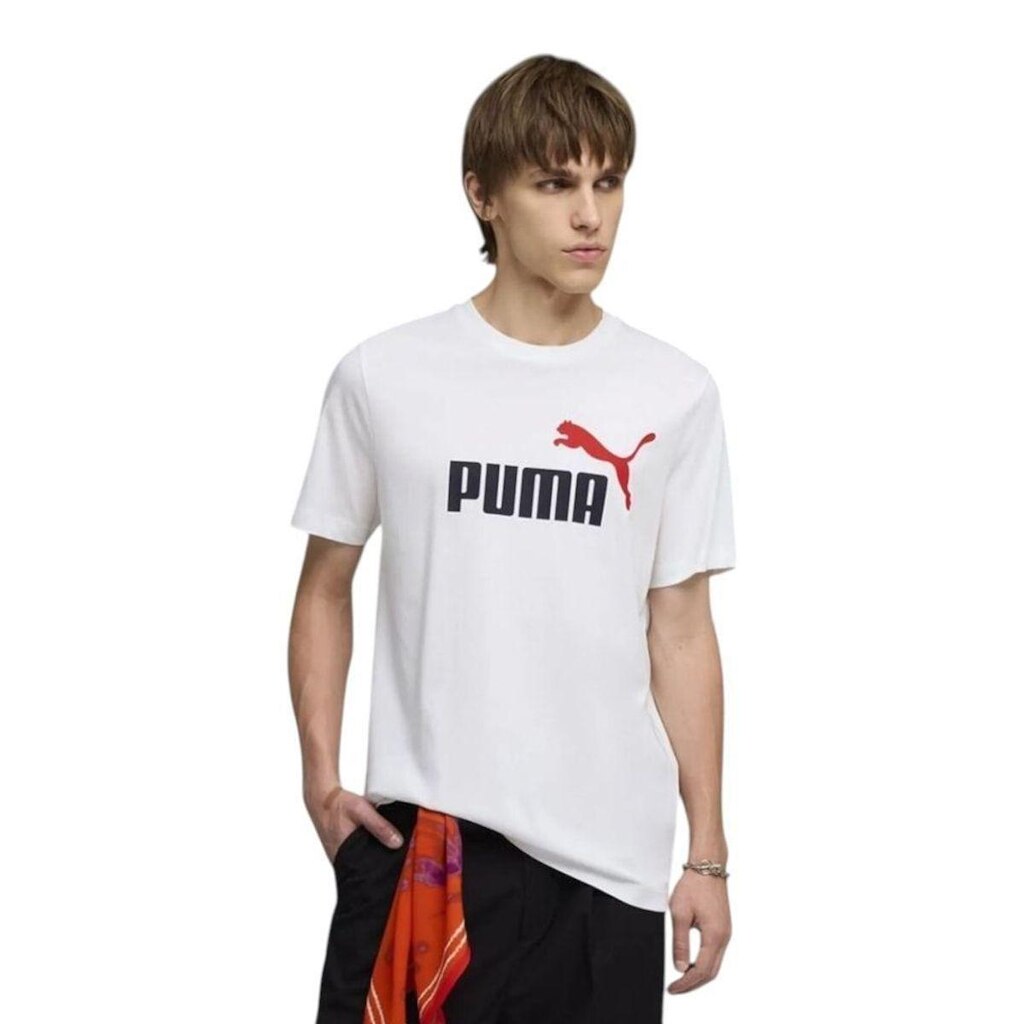 Camiseta Puma Ess 2 Collor No 1 Logo Masculina - Branco 4GG