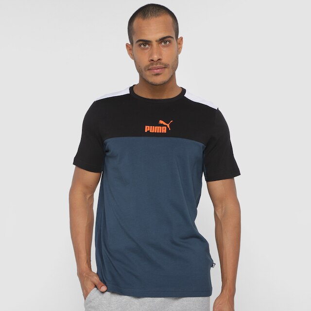 Camiseta Puma Ess+ Block Masculina - Azul Navy Menor preço em Camiseta Puma Ess+ Block Masculina - Azul Navy