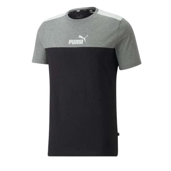 Camiseta Puma ESS Block Tee Masculina - Ptocinza - GG - Preto+Cinza Menor preço em Camiseta Puma ESS Block Tee Masculina - Ptocinza - GG - Preto+Cinza