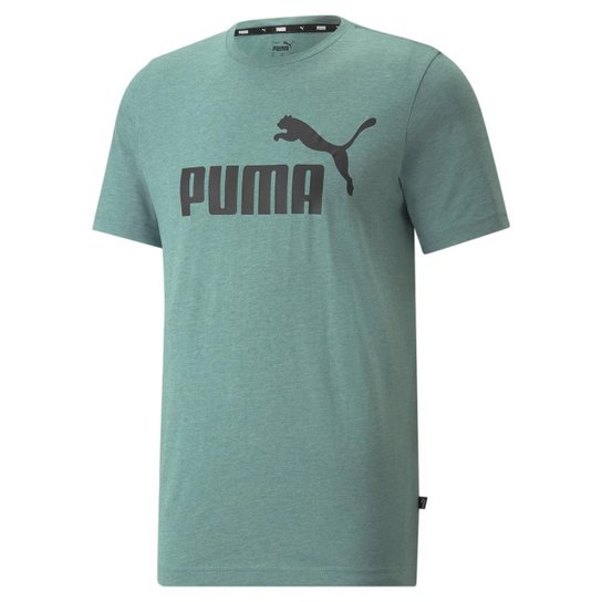 Camiseta Puma Essentials Heather Masculina - Cinza - M - Verde Menor preço em Camiseta Puma Essentials Heather Masculina - Cinza - M - Verde