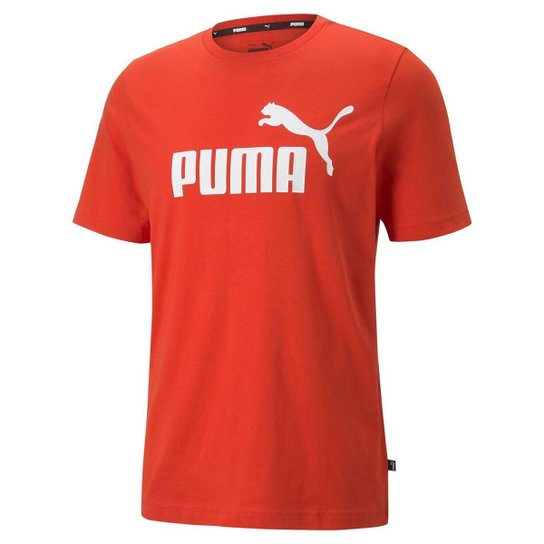 Camiseta Puma Essentials Logo Masculina Vermelho e Branco