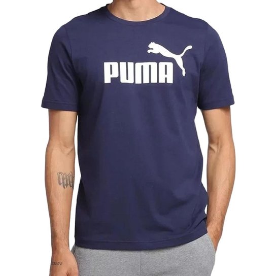 Camiseta Puma Essentials Logo Masculina - Azul Claro Menor preço em Camiseta Puma Essentials Logo Masculina - Azul Claro