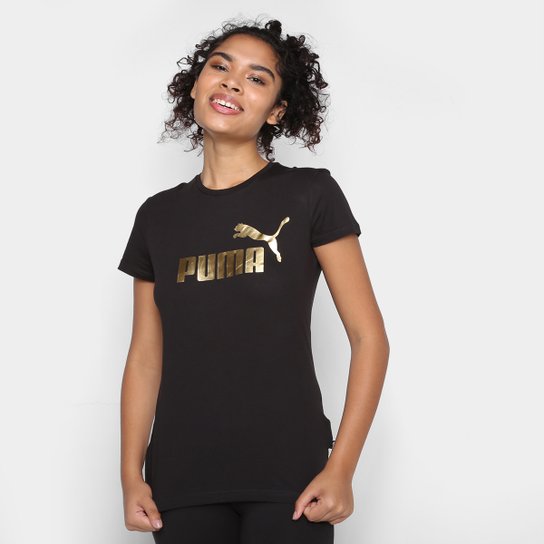 Camiseta Puma Essentials Metallic Logo Feminina - Preto+Dourado é ruim? Camiseta Puma Essentials Metallic Logo Feminina - Preto+Dourado é boa?