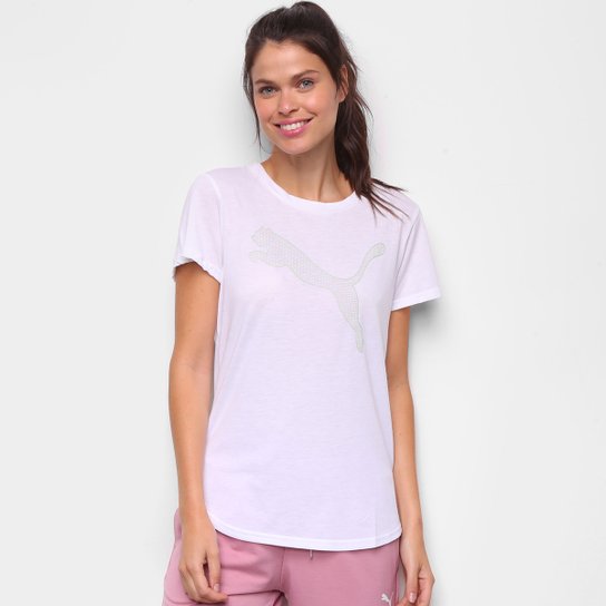 Camiseta Puma Evostripe Feminina - Branco Menor preço em Camiseta Puma Evostripe Feminina - Branco
