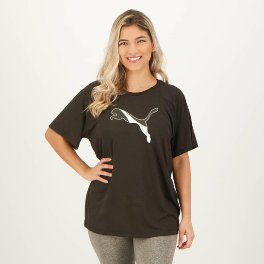 Camiseta Puma Evostripe Manga Curta Feminina - Preto Menor preço em Camiseta Puma Evostripe Manga Curta Feminina - Preto