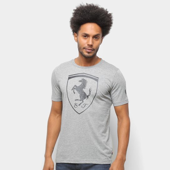 Camiseta Puma Ferrari Big Shield Masculina - Cinza