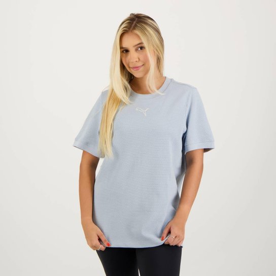 Camiseta Puma Her Slim Feminina Azul - Azul Menor preço em Camiseta Puma Her Slim Feminina Azul - Azul