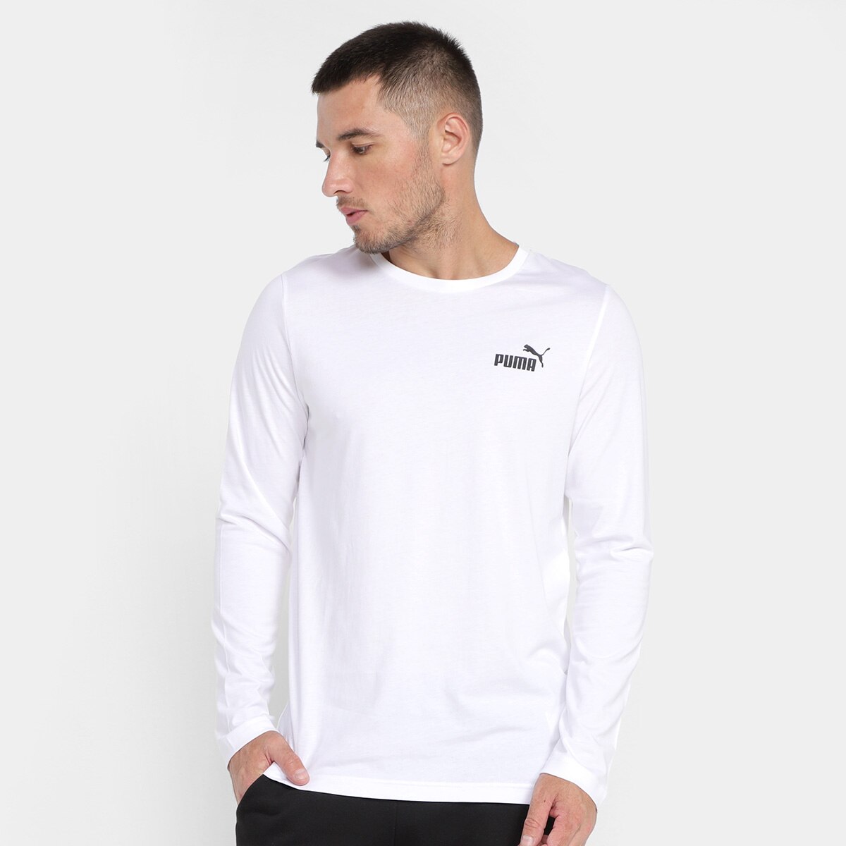 Camiseta Puma Logo Manga Longa Masculina Menor preço em Camiseta Puma Logo Manga Longa Masculina