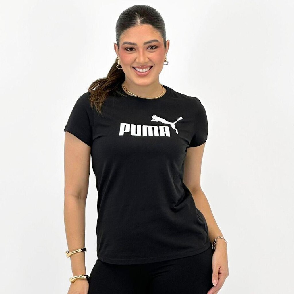 Camiseta Puma Manga Curta Logo Tee Feminina