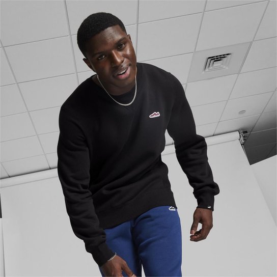 Camiseta Puma Manga Longa New Suede Masculina - Preto Menor preço em Camiseta Puma Manga Longa New Suede Masculina - Preto