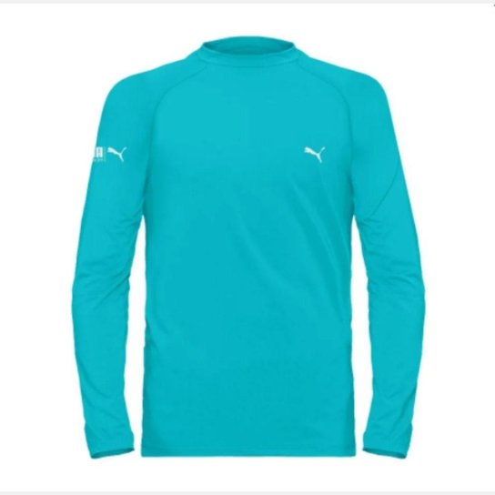 Camiseta Puma Manga Longa Proteção UV50 Infantil - Azul Menor preço em Camiseta Puma Manga Longa Proteção UV50 Infantil - Azul