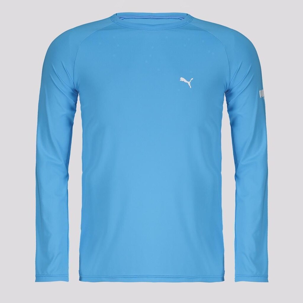 Camiseta Puma Manga Longa UV50+ Juvenil Azul