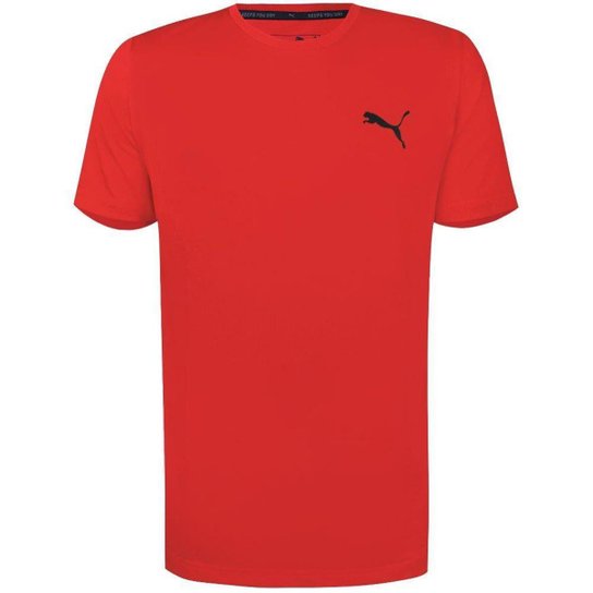 Camiseta Puma Masculina Active Tee - Vermelho+Preto Menor preço em Camiseta Puma Masculina Active Tee - Vermelho+Preto