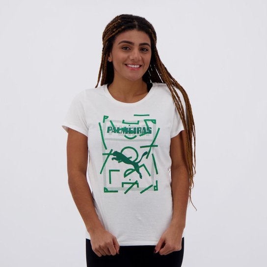 Camiseta Puma Palmeiras Graphic Feminina - Branco Menor preço em Camiseta Puma Palmeiras Graphic Feminina - Branco