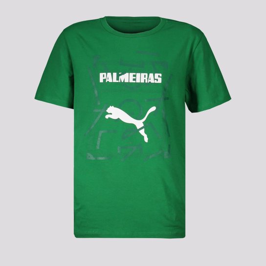 Camiseta Puma Palmeiras Graphic Juvenil - Verde Menor preço em Camiseta Puma Palmeiras Graphic Juvenil - Verde
