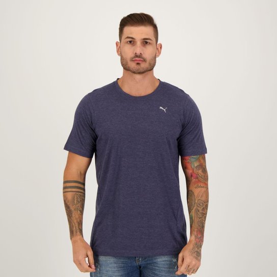 Camiseta Puma Performance Heather Marinho - Azul+Marinho Menor preço em Camiseta Puma Performance Heather Marinho - Azul+Marinho