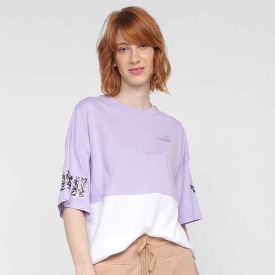 Camiseta Puma Power Nova Shine Feminina - Roxo Menor preço em Camiseta Puma Power Nova Shine Feminina - Roxo
