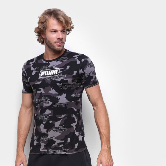 Camiseta Puma Rebel Camo Aop Masculina - Preto Menor preço em Camiseta Puma Rebel Camo Aop Masculina - Preto