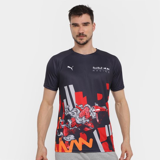 Camiseta Puma Red Bull Double Masculina - Grafite Menor preço em Camiseta Puma Red Bull Double Masculina - Grafite