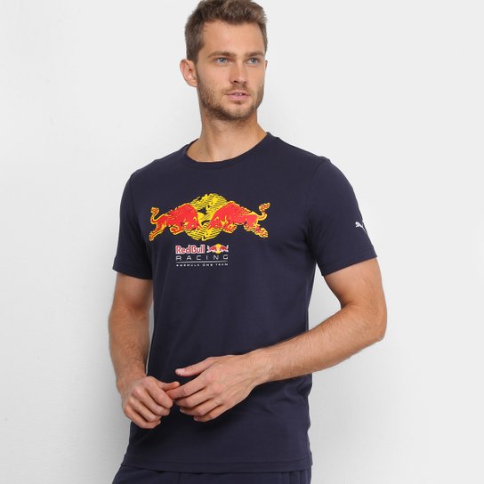 Camiseta Puma Red Bull Racing Masculina - Marinho Menor preço em Camiseta Puma Red Bull Racing Masculina - Marinho