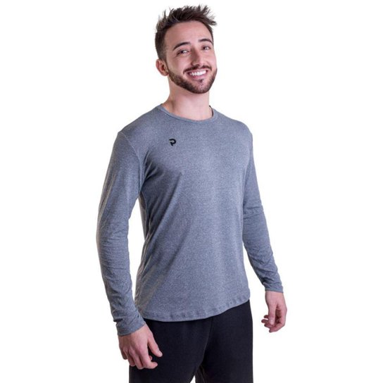 Camiseta Punnto Masculina Manga Longa Porus Poliamida - Cinza Menor preço em Camiseta Punnto Masculina Manga Longa Porus Poliamida - Cinza