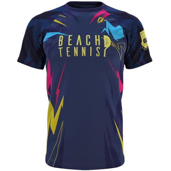 Camiseta Raglan Beach Tennis Unissex Storms - Azul Menor preço em Camiseta Raglan Beach Tennis Unissex Storms - Azul