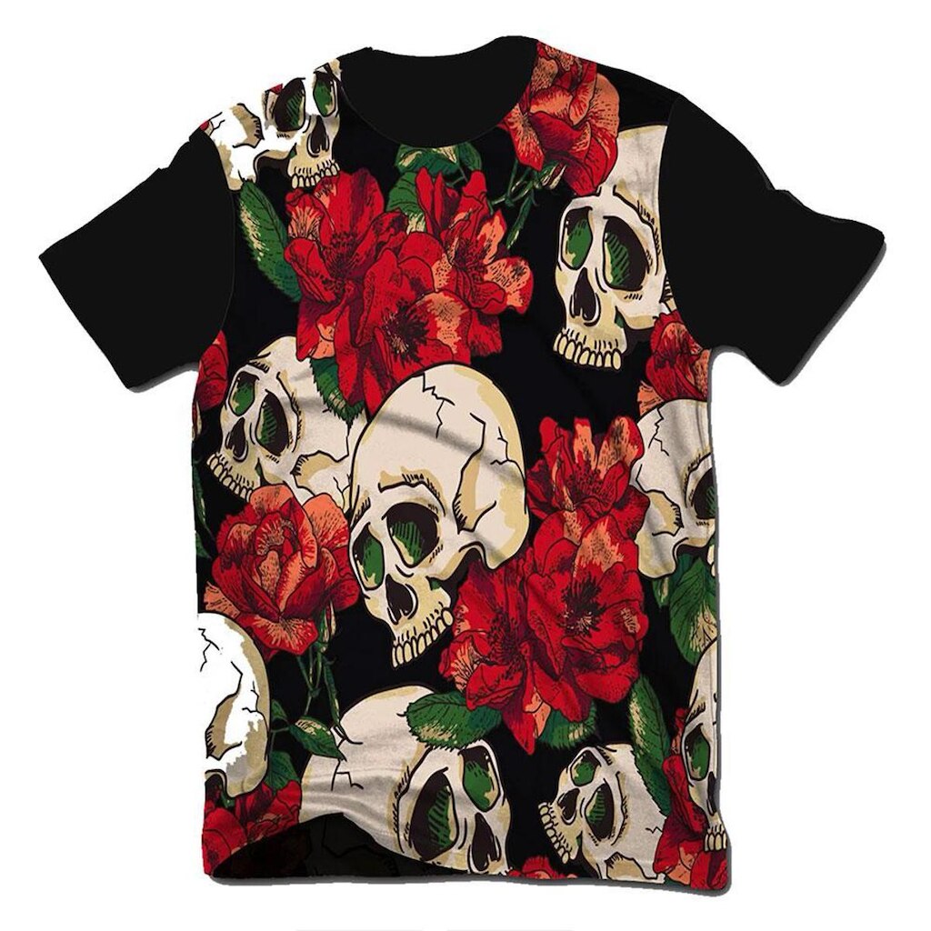 Camiseta Ramavi Skull Rosas Preto M