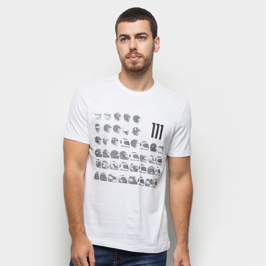 Camiseta RB111 Rubens Barrichello Helmet Masculina - Branco