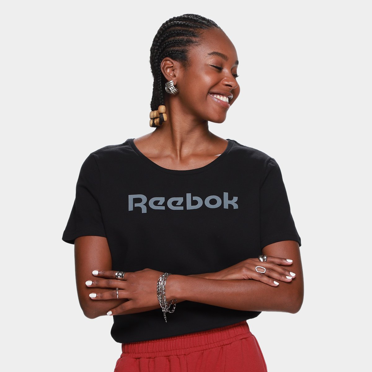 Camiseta Reebok Oportunity Linear Feminina Camiseta Reebok Oportunity Linear Feminina