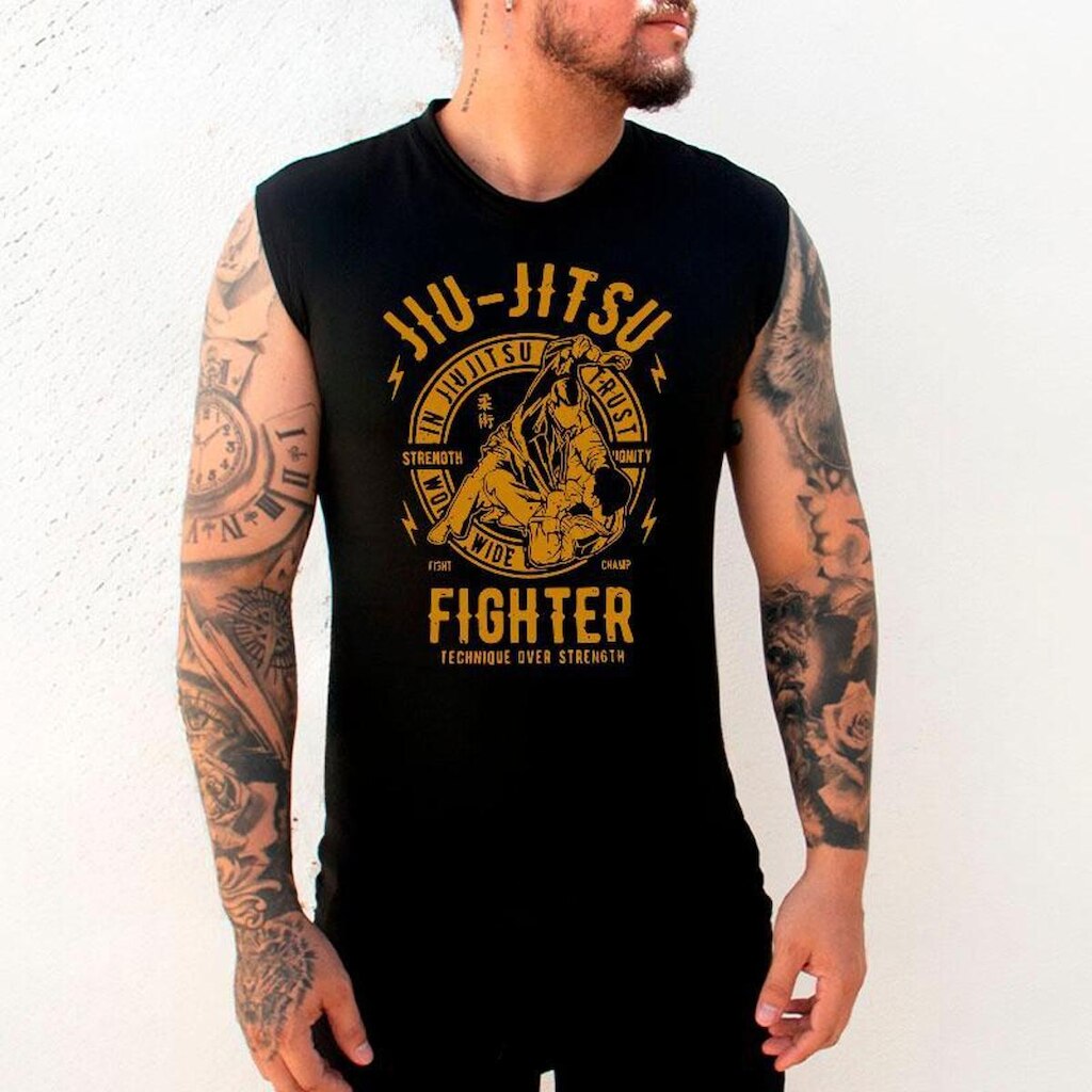 Camiseta Regata Abstract Compressão Jiu Jitsu Arte Fighter Mode