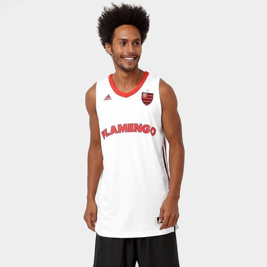 Camiseta Regata Adidas Flamengo Basquete - Branco Menor preço em Camiseta Regata Adidas Flamengo Basquete - Branco