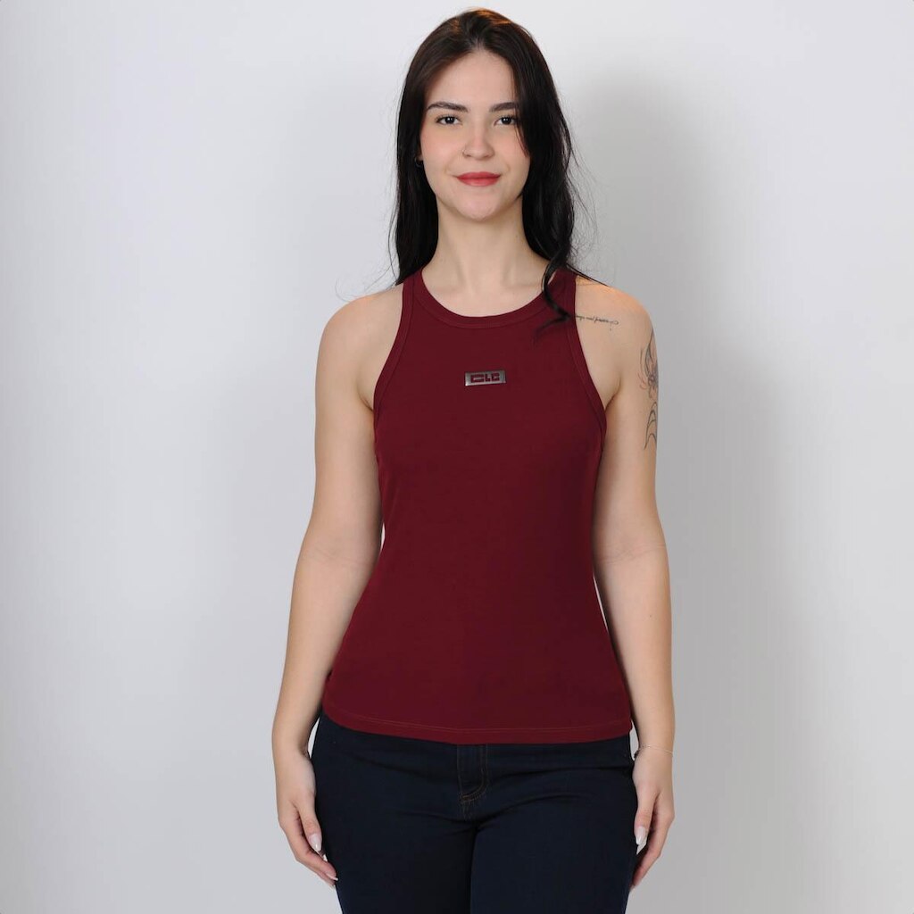 Camiseta Regata CLC Colcci Canelada Slim Bordô - Feminino