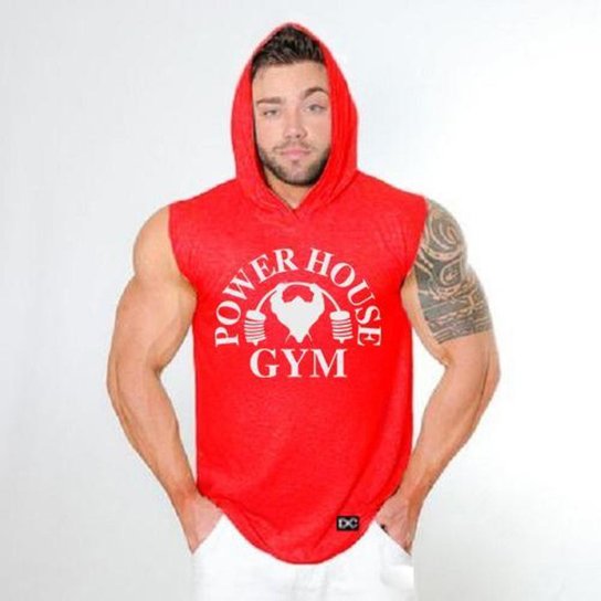 Camiseta Regata Com Capuz Esportiva Treino Liso Estampa Personalizada Gym - Vermelho Menor preço em Camiseta Regata Com Capuz Esportiva Treino Liso Estampa Personalizada Gym - Vermelho