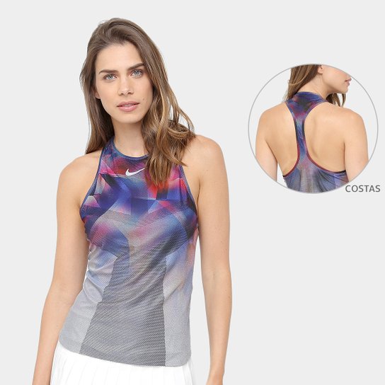 Camiseta Regata Dry Nike US NT Feminina - Grafite+Azul