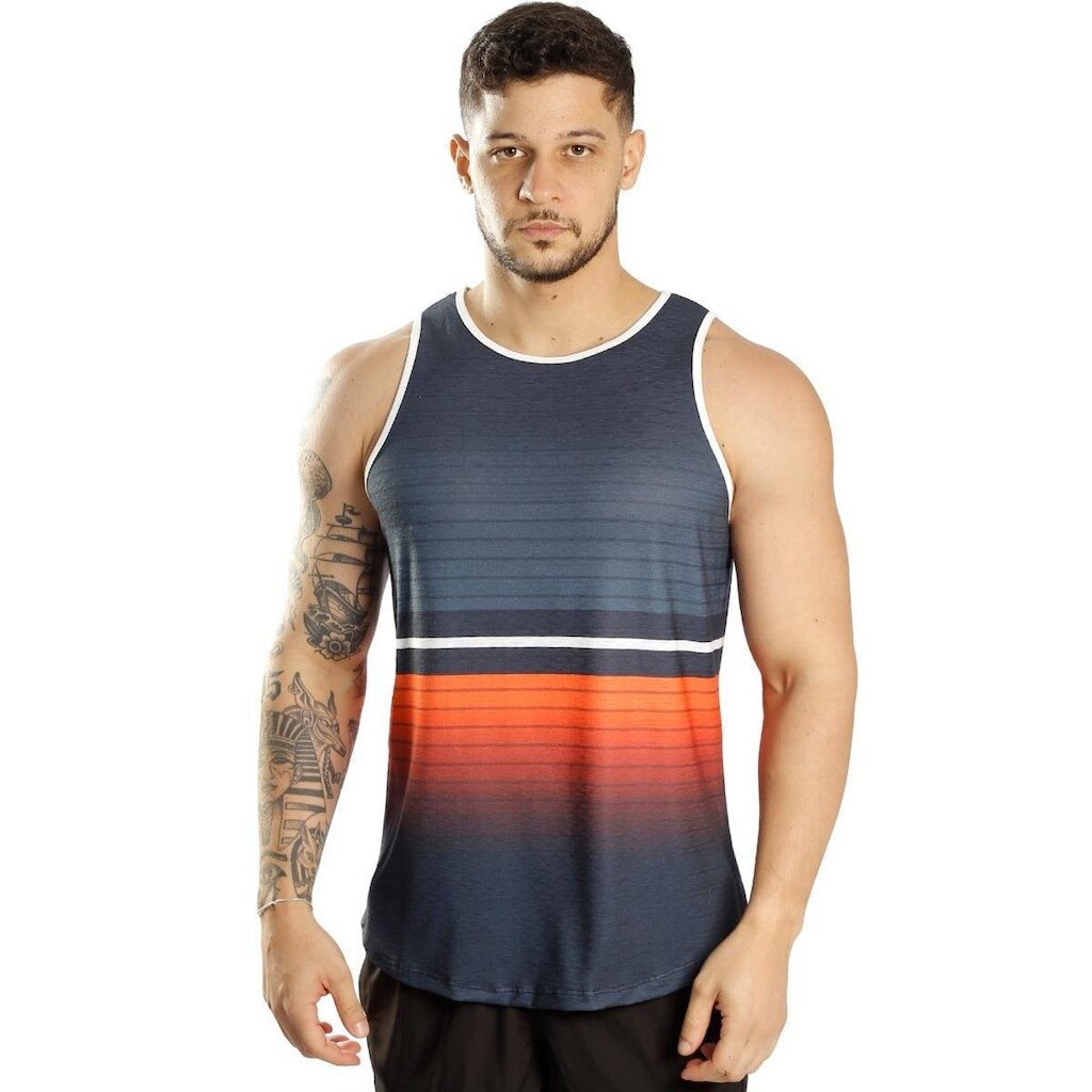 Camiseta Regata Estampada Masculina Elastano Casual Passeio Casual