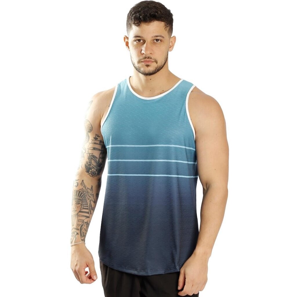 Camiseta Regata Estampada Masculina Elastano Casual Passeio Casual