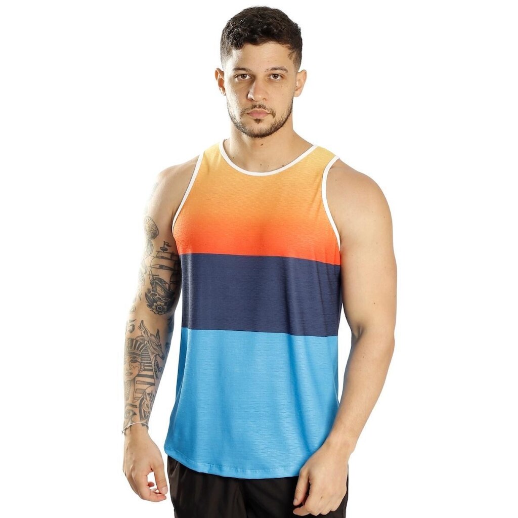 Camiseta Regata Estampada Masculina Elastano Casual Passeio Casual