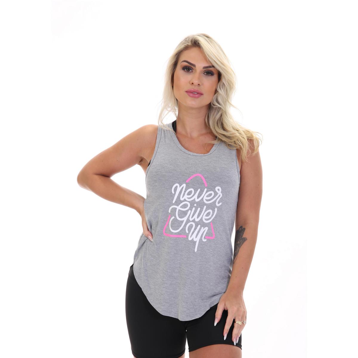 Camiseta Regata Fitness Estampada Feminina Menor preço em Camiseta Regata Fitness Estampada Feminina