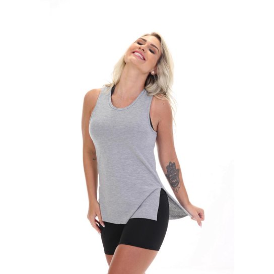 Camiseta Regata Fitness Long Feminina - Cinza é ruim? Camiseta Regata Fitness Long Feminina - Cinza é boa?