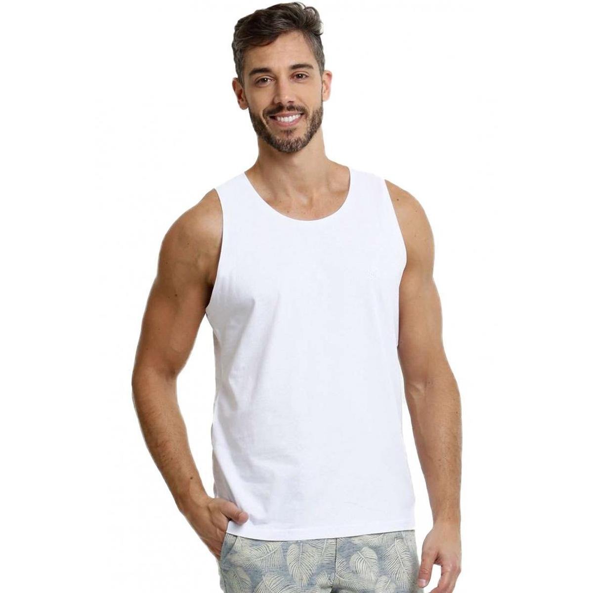 Camiseta Regata Lisa Masculina 100% Algodão 30.1 Branco Menor preço em Camiseta Regata Lisa Masculina 100% Algodão 30.1 Branco